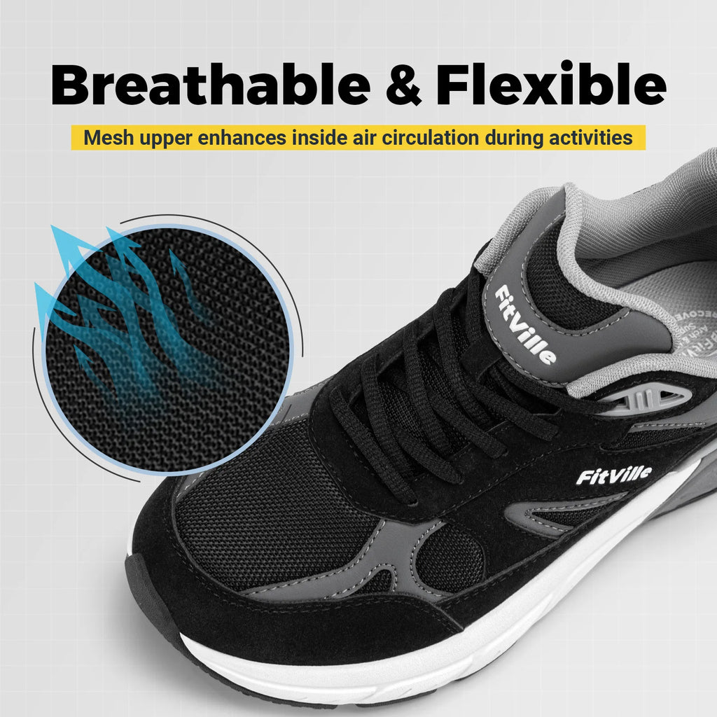 FitVille Newest Walking Shoes for Men Wide Width Sneakers with Arch Support for Flat Feet