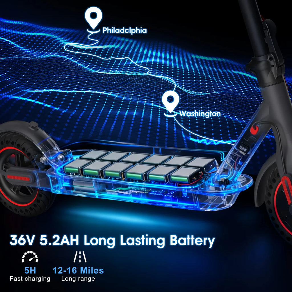350W Electric Scooter for Adults 19mph Top Speed 21 Miles Max Range