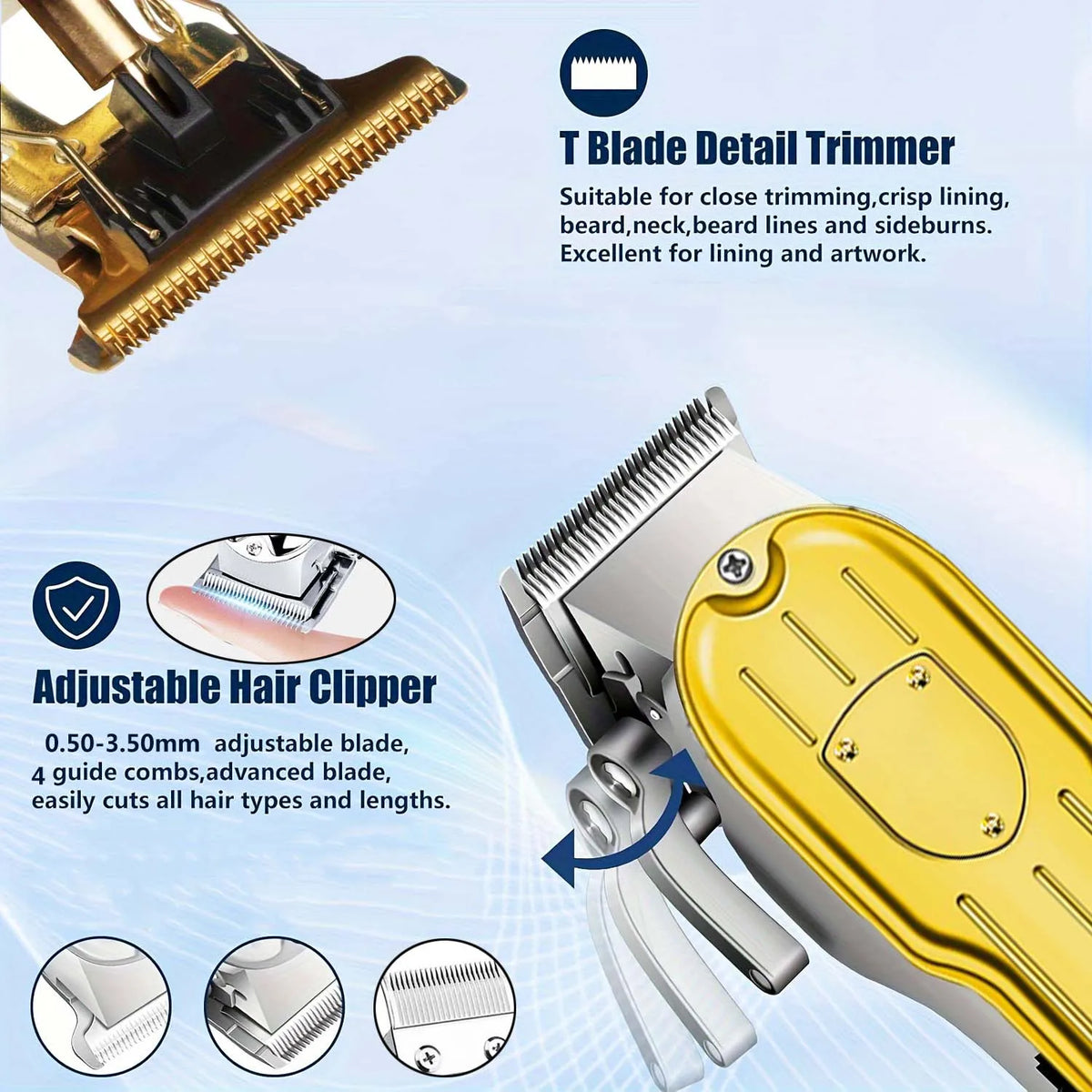 3 in1/1pc Professional Hair Clipper Kit Electric Shaver