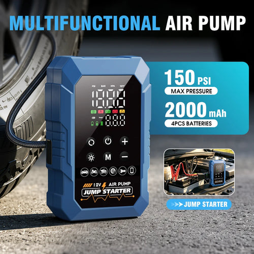 12V Emergency Jump Starter Pack 150PSI Car Battery Booster Air Pump