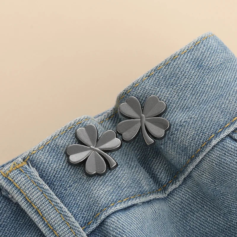 1 Pair Jeans Button Adjustable Clips for Pant Skirts Waist Tightener Buckle
