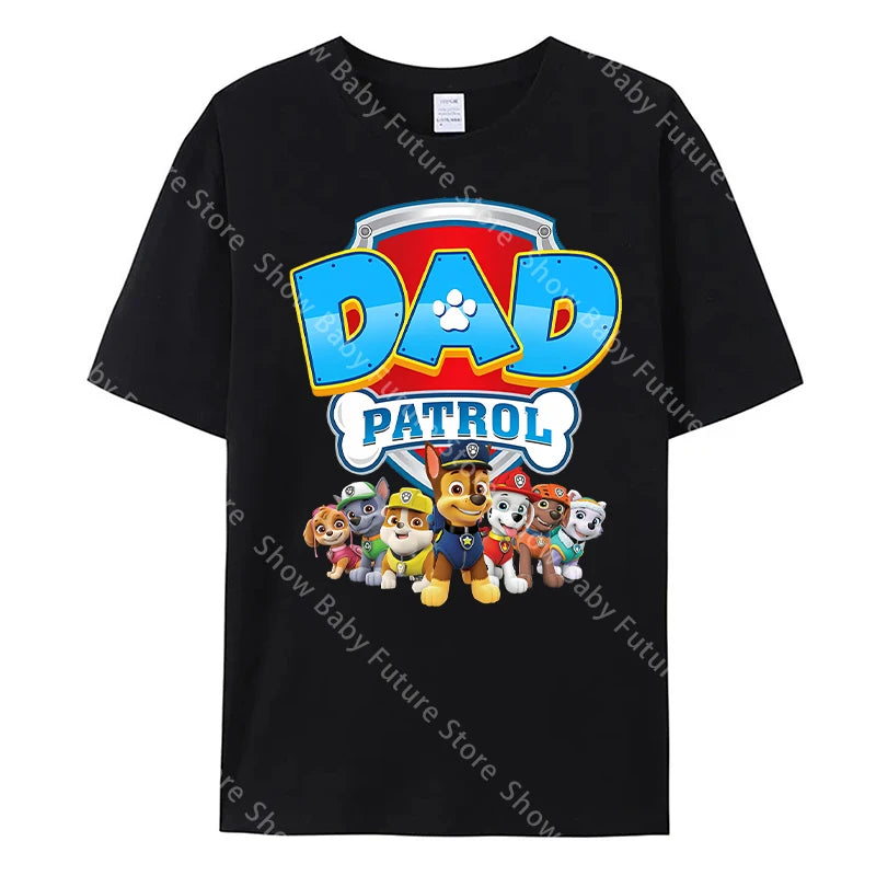 Paws Patrols Adult Dad Mom T-Shirt Tops Man Woman Summer Parent-child Clothing Tee Family Clothes Cartoon Anime Birthday Gifts