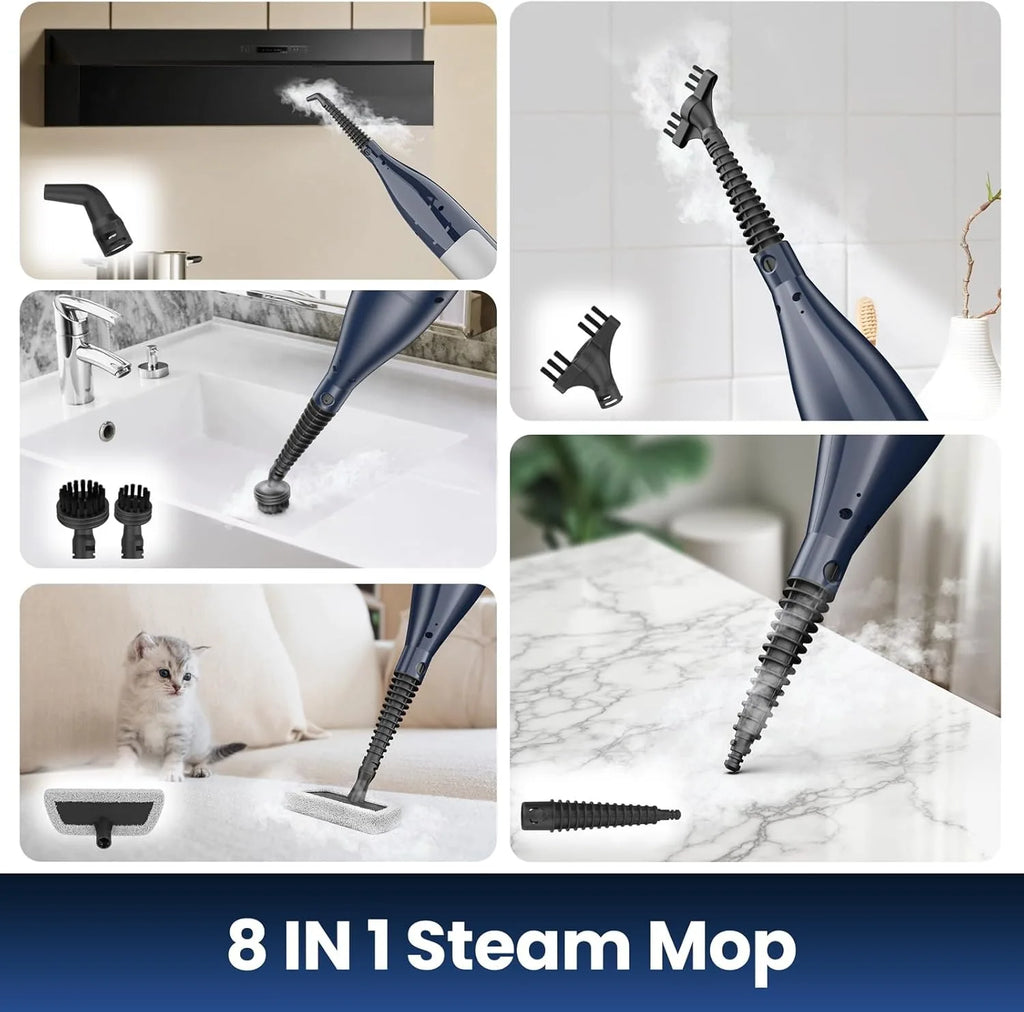 VM6 Steam Mop Cleaner with Rotating Mop Pads 1300W Powerful Floor Steamer 10 in 1