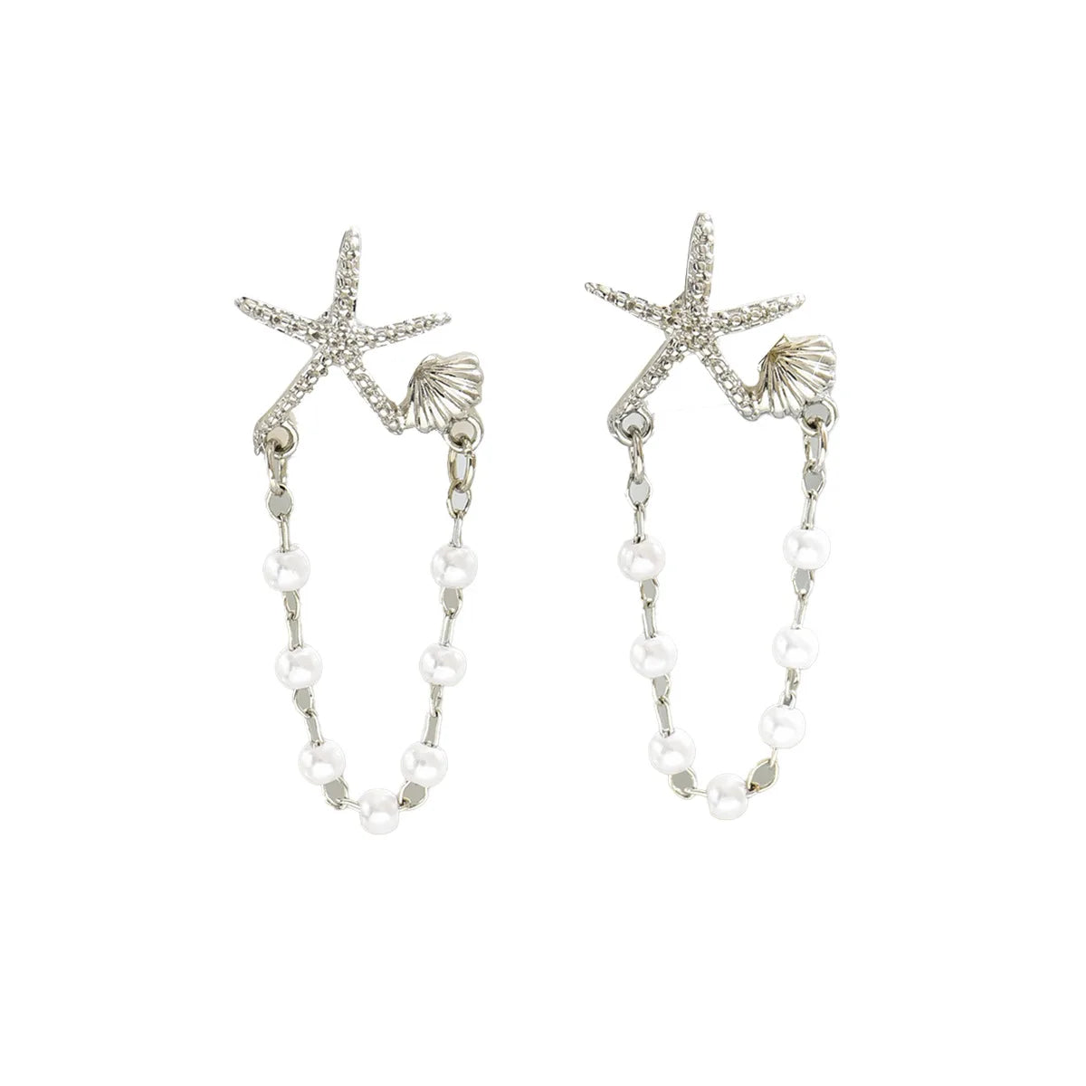 2026 Trendy Gold Color Starfish Stud Earrings for Women Small Star Imitation Pearl Pendant Earring Summer Beach Daily Jewelry