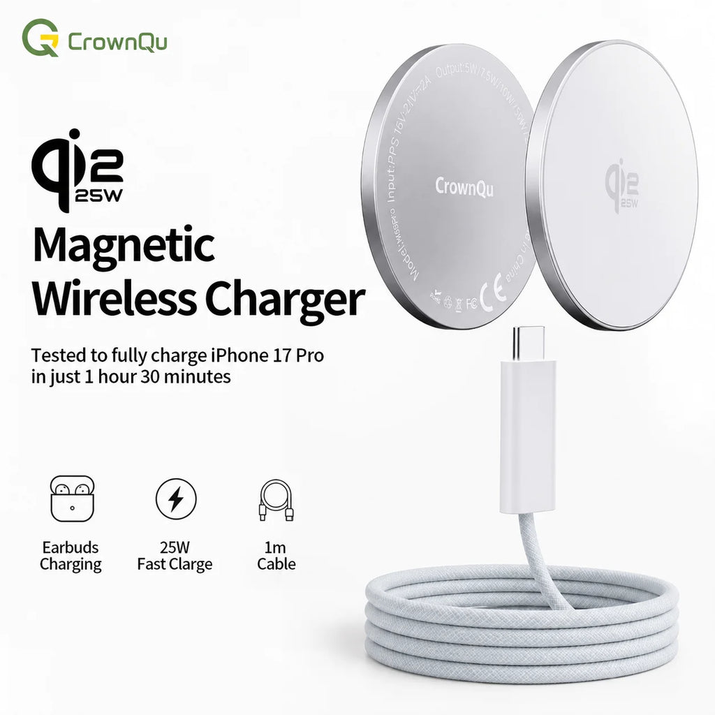 Qi2.2 Magnetic Wireless Charger Stand Foldable 25W Fast Charging with 47.2