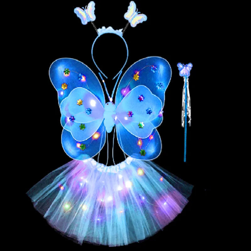 Luminous Butterfly Fairy Wings Flashing Butterfly Skirt Suit