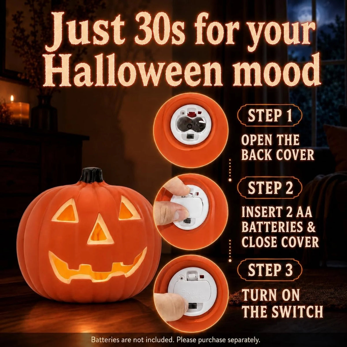 Halloween Light up Pumpkin Vintage Plastic Pumpkin