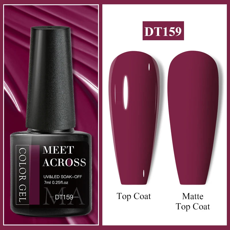 MEET ACROSS 7ml Purple Nail Gel Polish Semi Permanent Nail Art For Nails Decoration