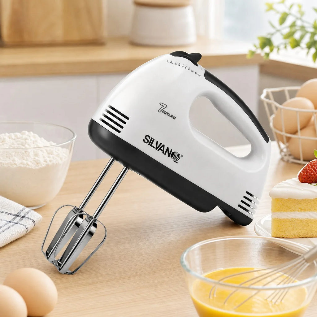 200W Electric Hand Mixer with 7 Adjustable Speeds, Stainless Steel Baking Dough Mixer