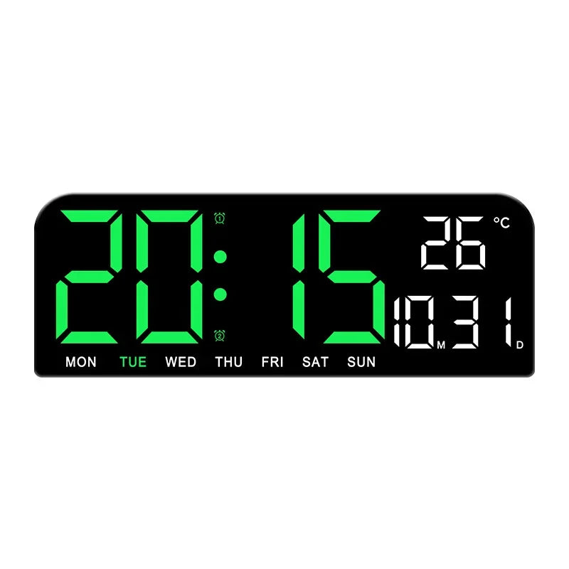 USB Powered 9 Inch Large Digital Wall Clock Temperature Date Week Timing Countdown Auto-Dimmer 2 Alarm 12/24H LED Alarm Clock