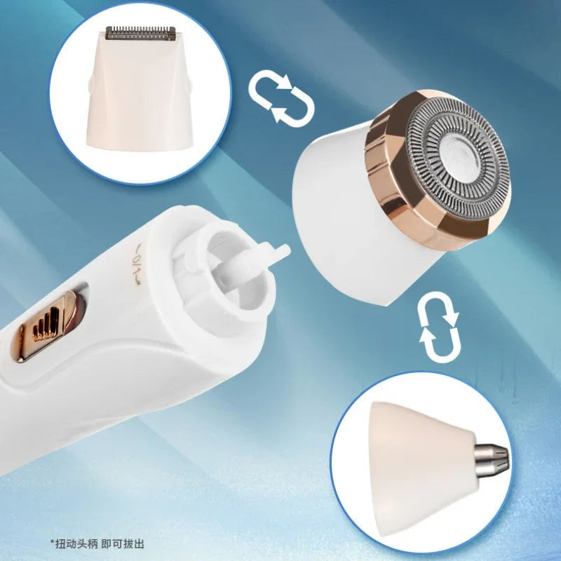 3 in1 Electric Shaver for Women Female Razor Bikini Trimmer Facial Shavers for Ladies Underarms Legs Portable Painless Epilator