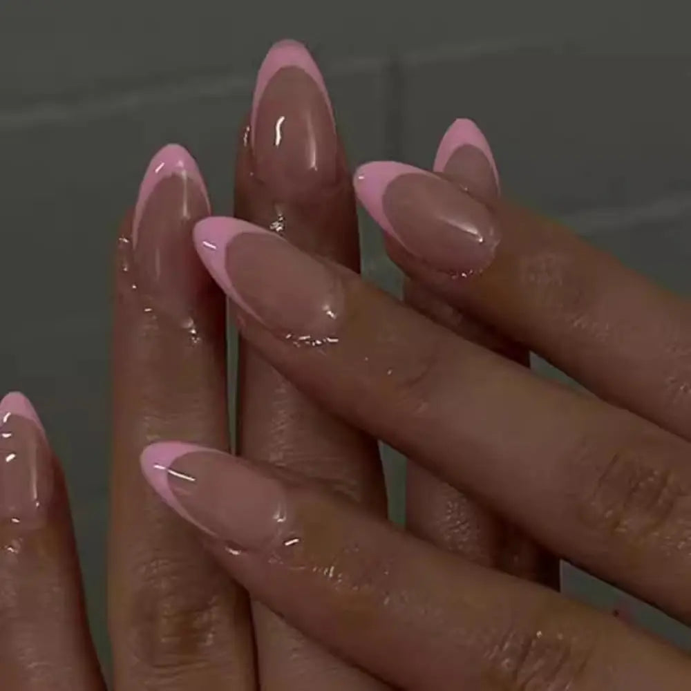 120pcs Pressed French Edge Almond False Nail Acrylic Reusable False Finger Acrylic False Nail Date And Daily Wear