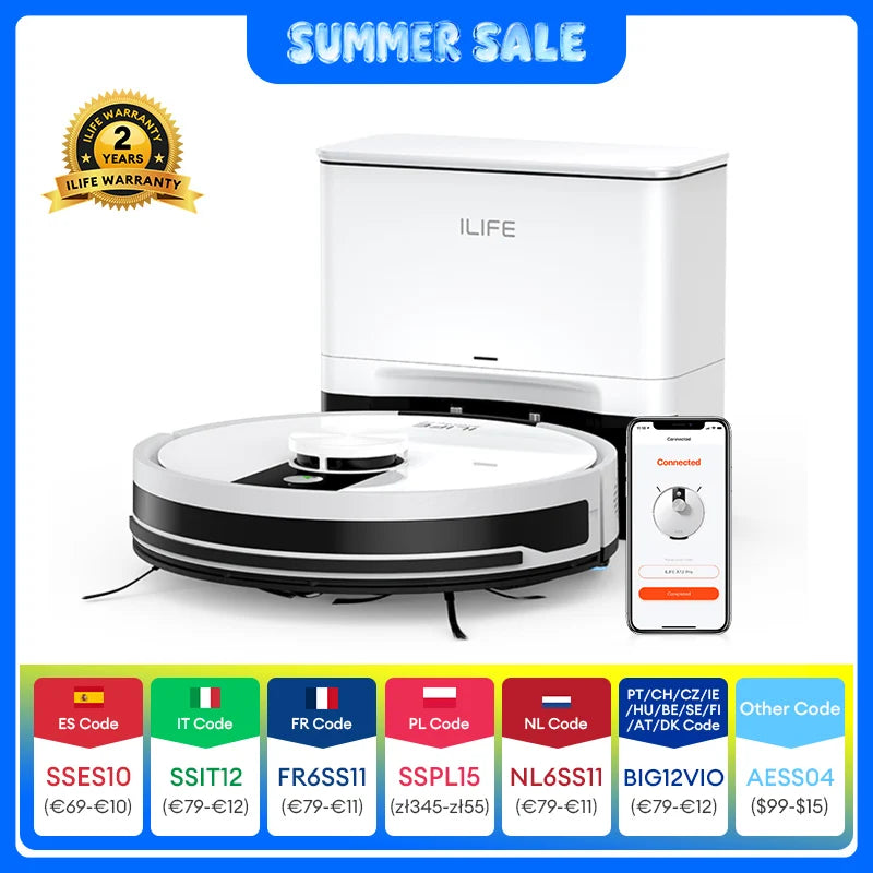 ILIFE A12 Pro Robot Vacuum and Mop Combo,LIDAR Navigation, self collection dust, 3000Pa suction, app/remote control