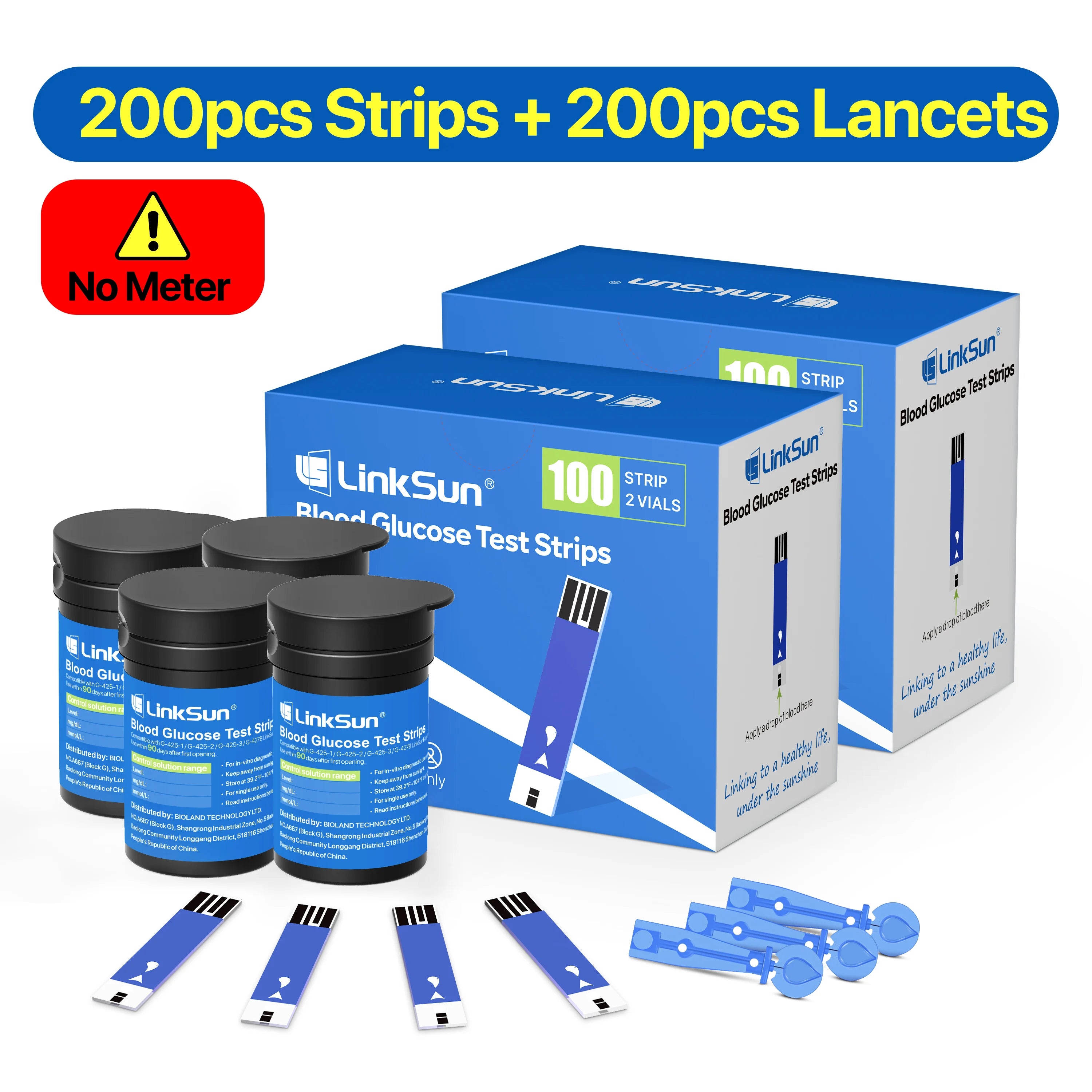 LinkSun G-425-1 Blood Glucose Meter Kit 50/100pcs Test Strips Lancets for Diabetes Monitor Digital Glucometer Blood Sugar Meter