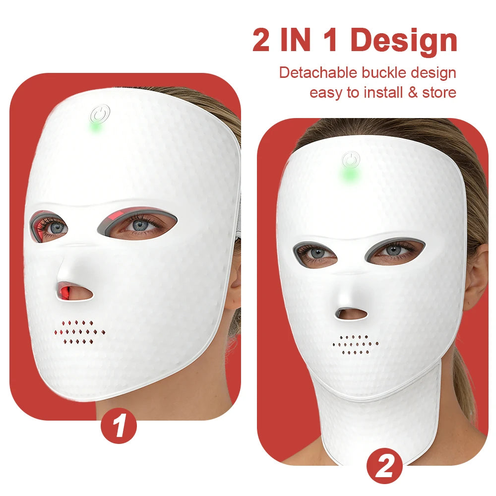 Wireless 7 Color Photon Face Neck Mask Red Light Anti Wrinkle