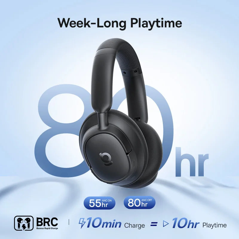 Baseus ANC Wireless Headphones 98% Adaptive Hybrid Noise Cancelling