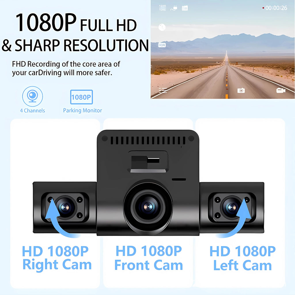 360°Auto Car Camera 1080P Video Recorder 3/4 Lens WIFI DashCam
