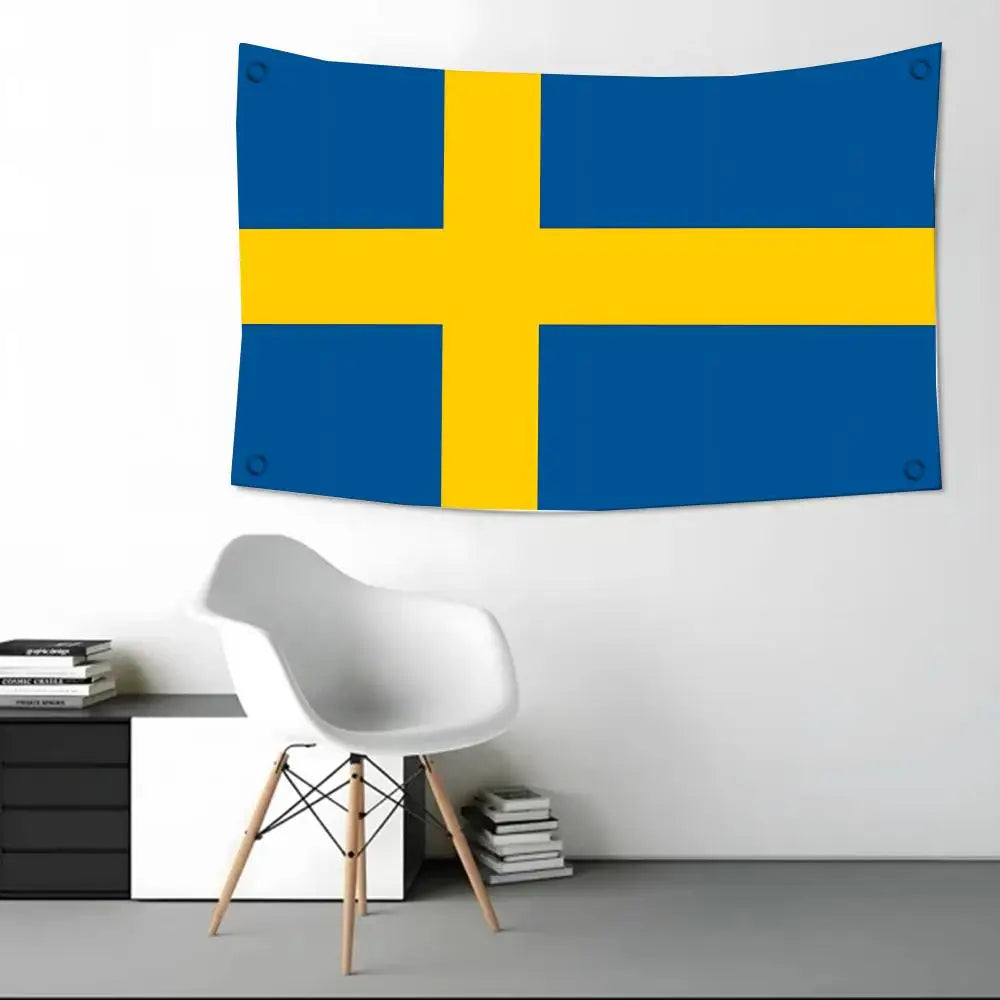 2026 Flag of Sweden Flags Daily four rings hanging no edging for indoor use and outdoor decor easy hanging