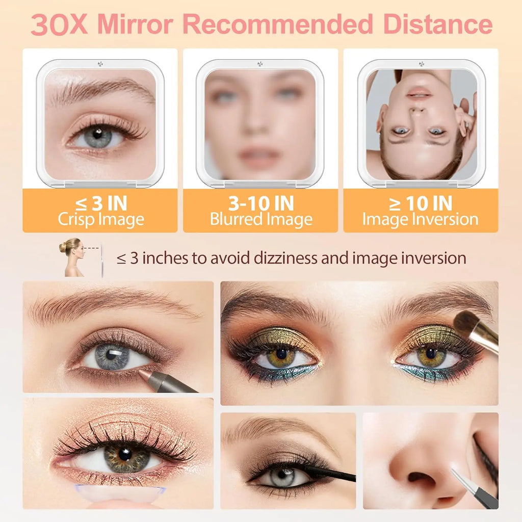 Compact Makeup Mirror with 30X Magnifying Travel Folding