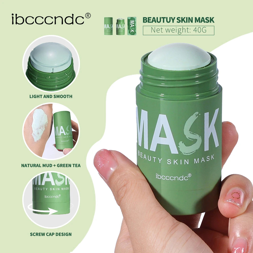 40g Face Clean Mask Green Tea Extract Cleansing Stick Deep Moisturizing Remove Blackhead Film Smear Refreshing Oil Control Mask