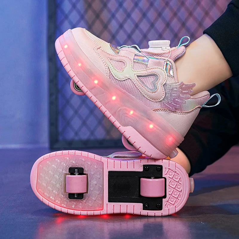 2 Wheels Children's Led Light Roller Skate Shoes Outdoor