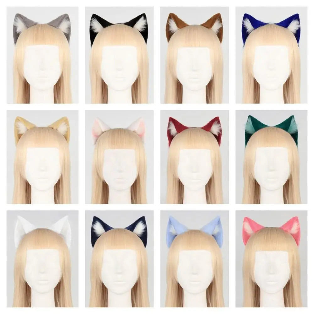Cute Animal Cat Ears Headband Furry Artificial Gothic Headband Gothic