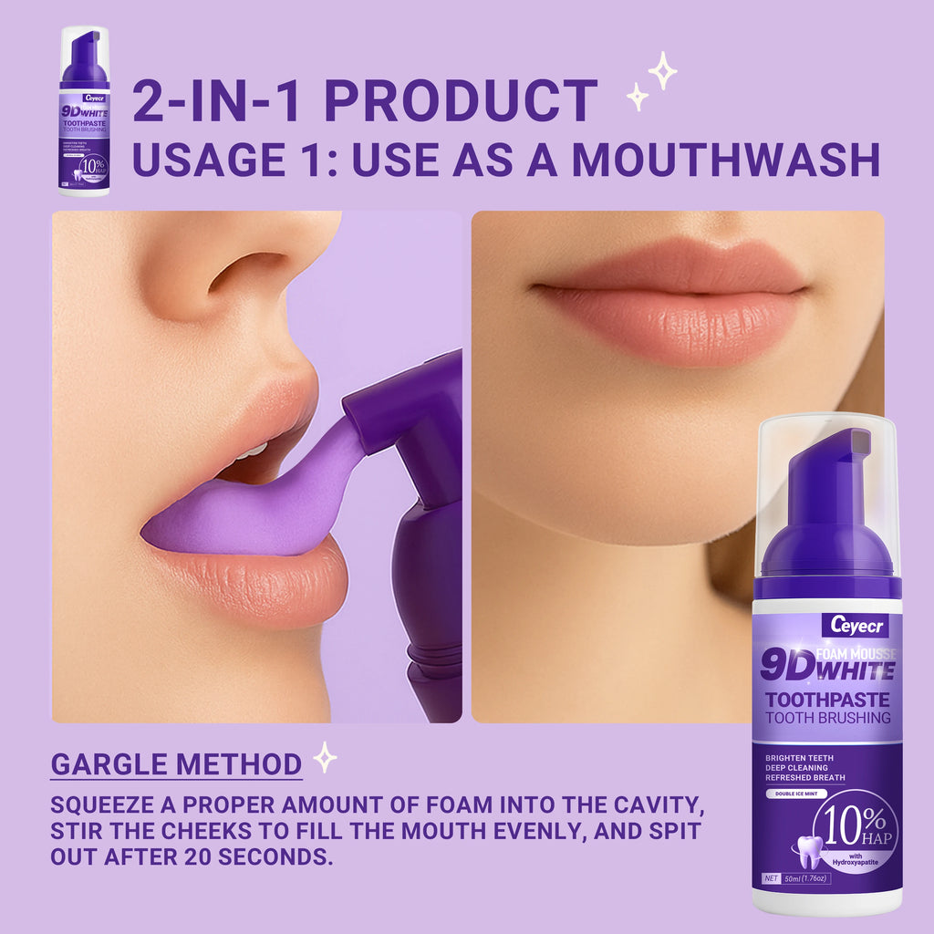 9D white Mousse Toothpaste Teeth Whitening Removing Yellow Teeth Cleaning Tooth Stain Oral Fresh Tooth Care Product