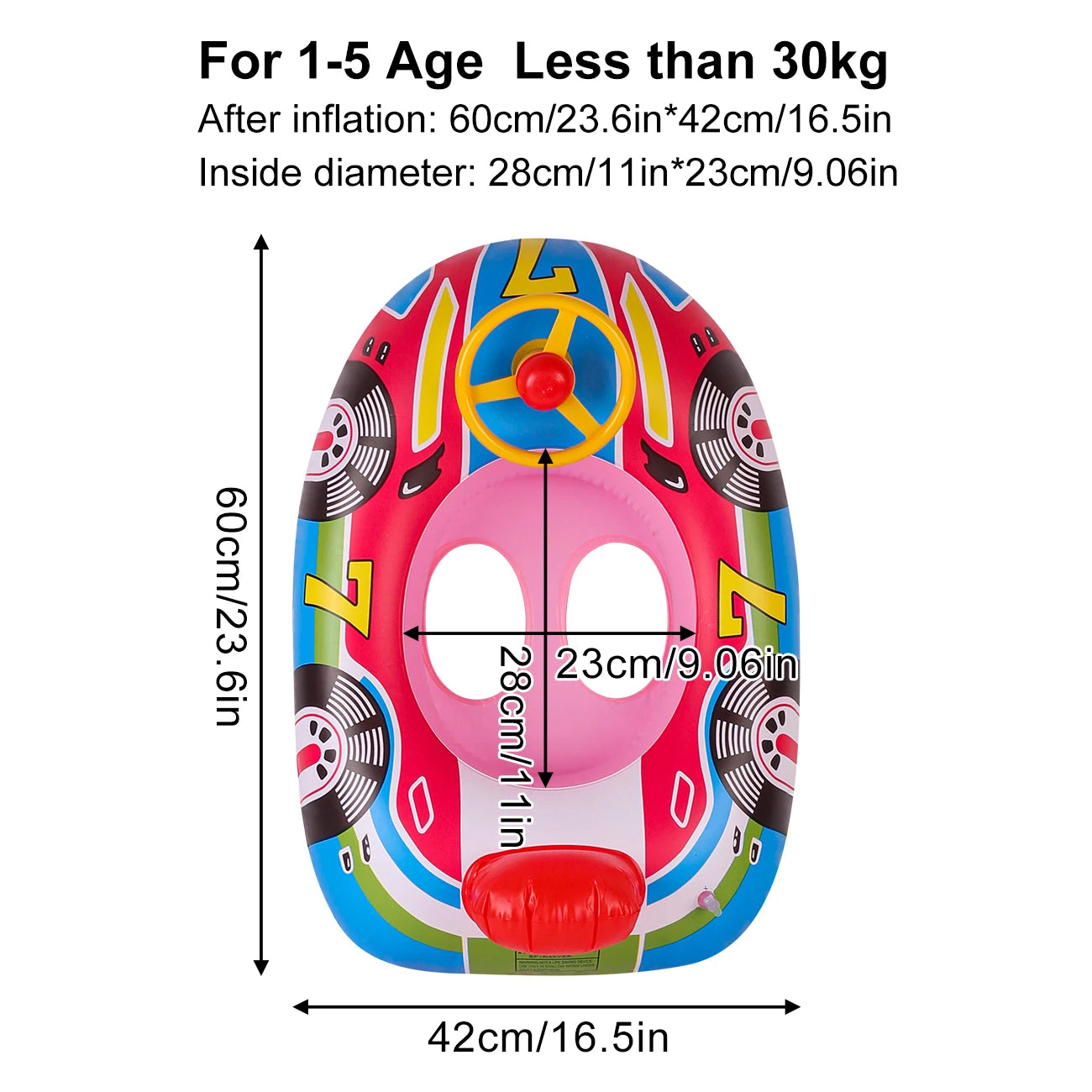 1PC Swimming Pool Float Ring Seat, Cute Car-shaped Inflatable Summer Beach Pool Tube with Handles (Blue and Pink)