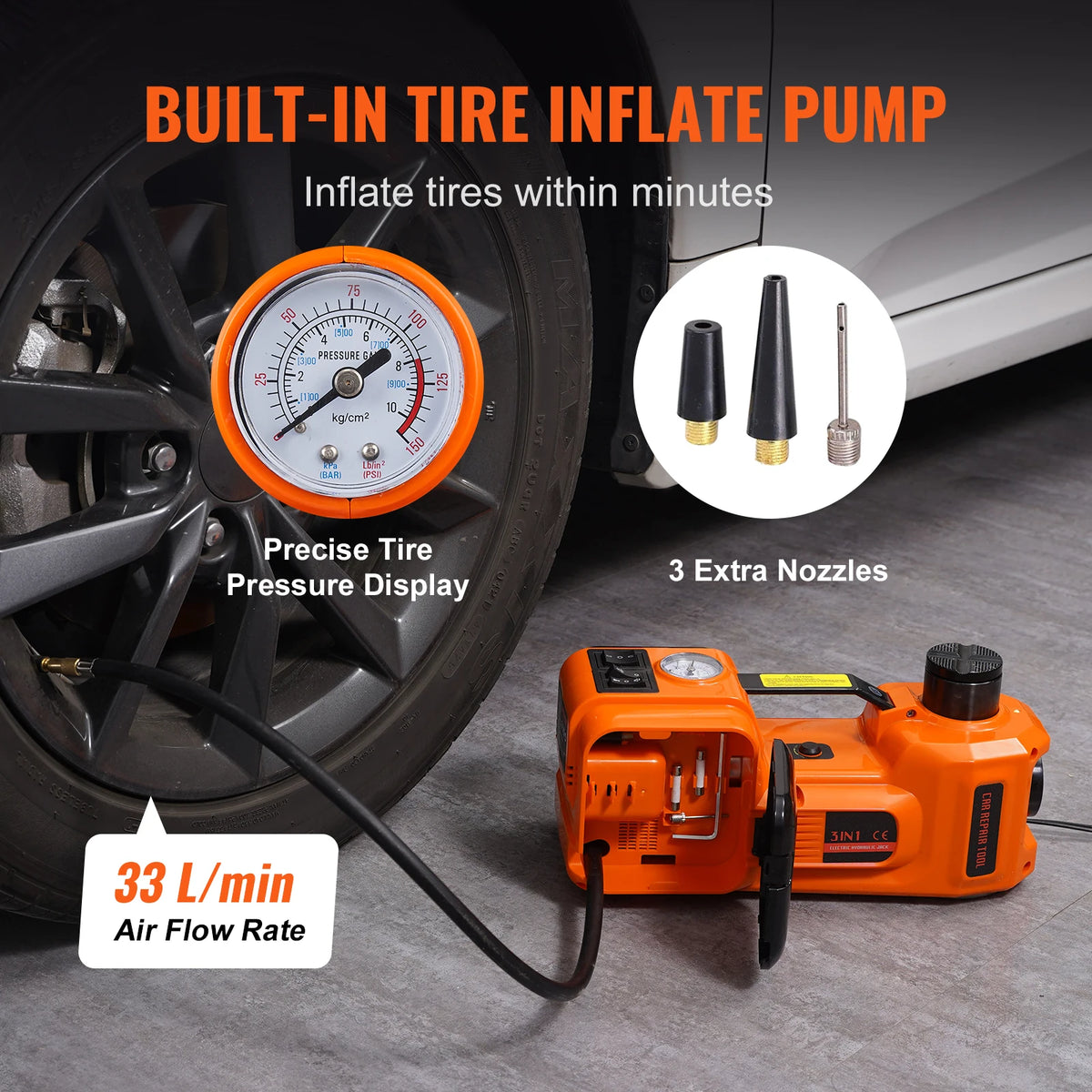 Jack with Electric Impact Wrench Portable Car Lift  for SUV Sedan Truck Change Tires