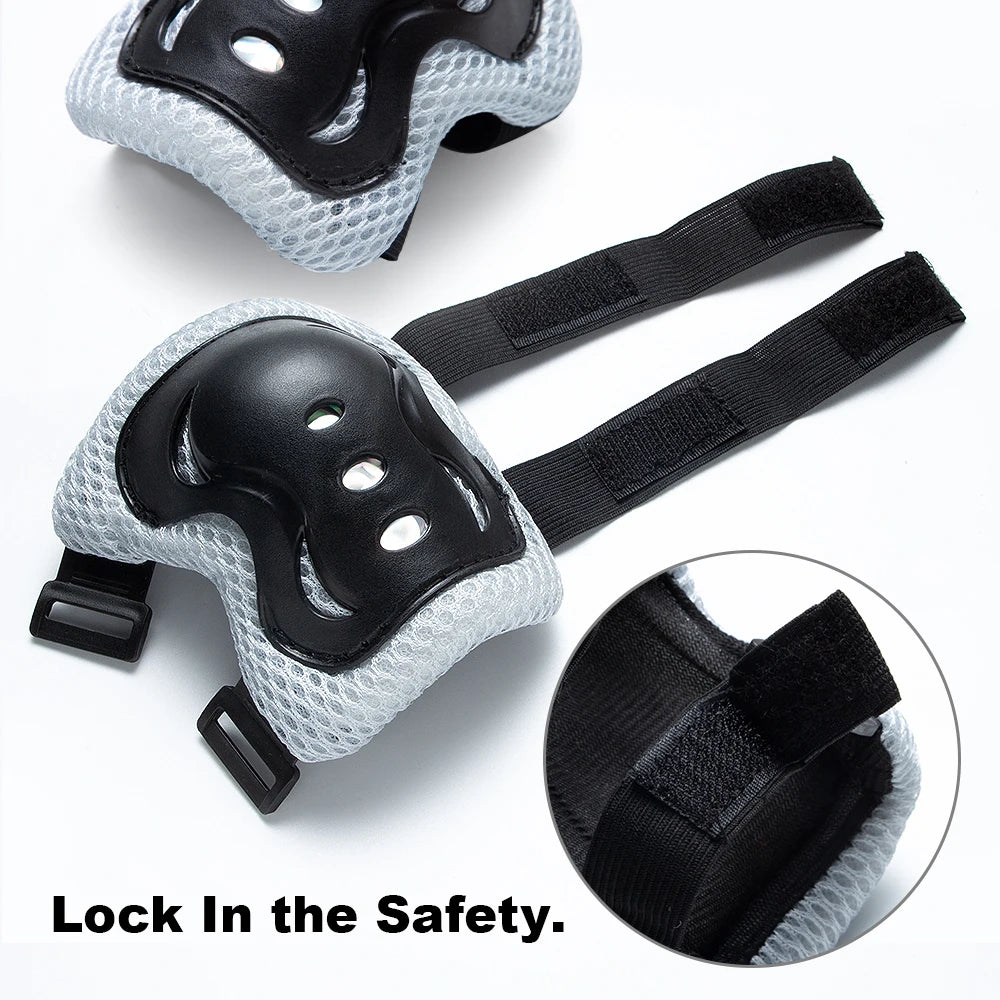 7Pcs/Set Roller Skating Kids Boy Girl Safety Helmet Knee Elbow