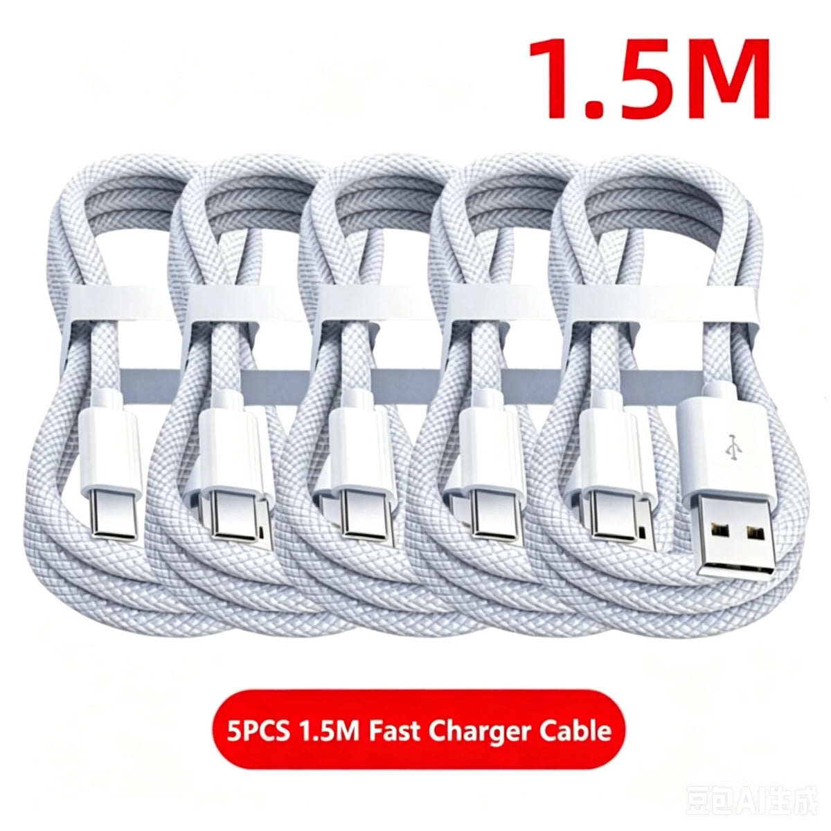 5PCS USB A Cable to USB C 240W Fast Charging