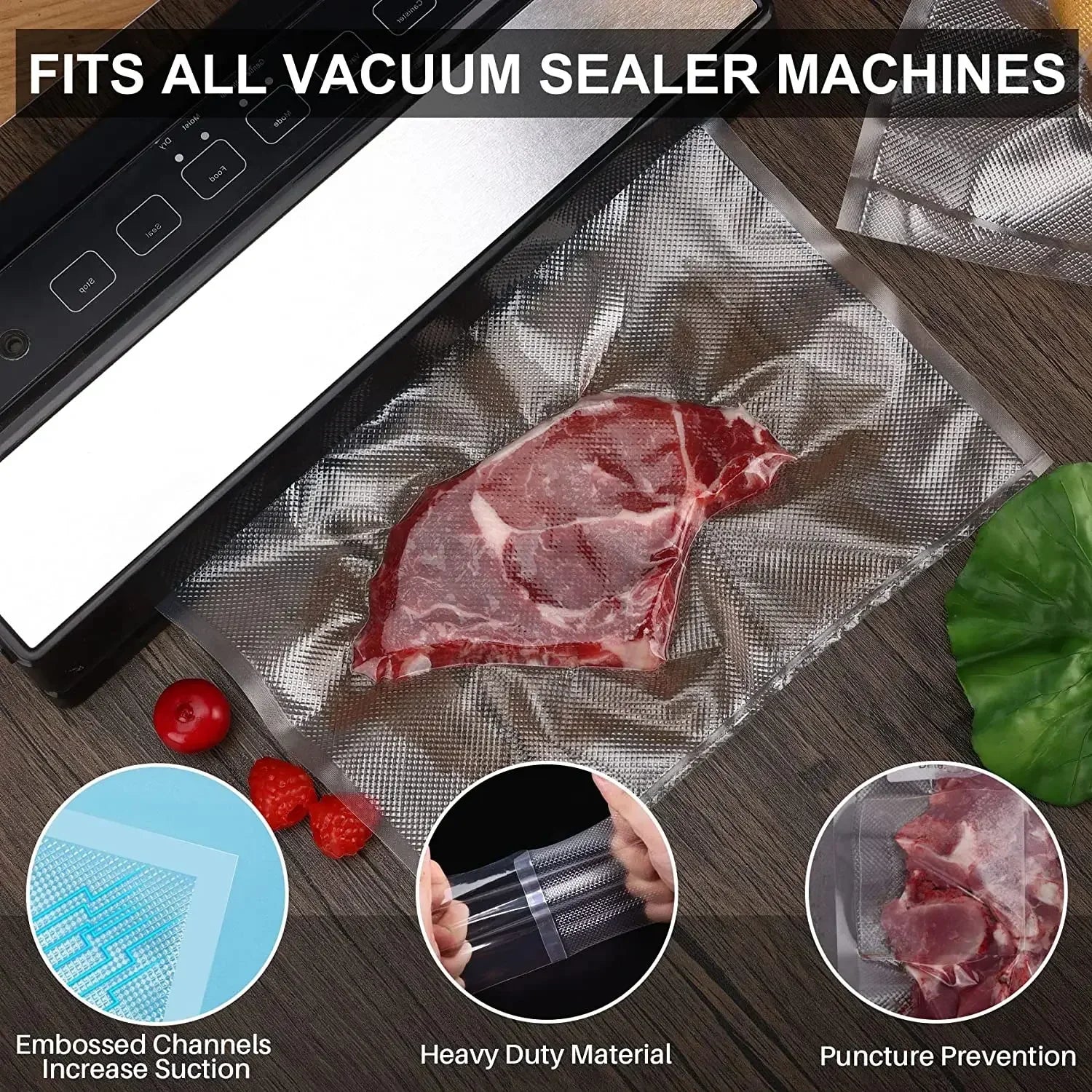 50pcs/Lot BPA-Free Food Vacuum Plastic Sealing Bags