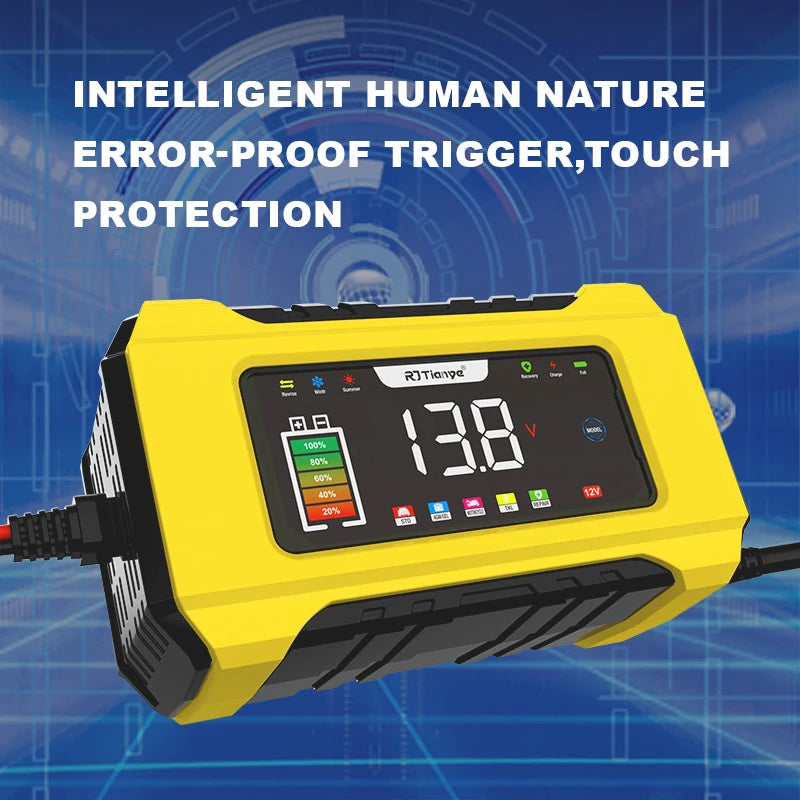Universal 6A 12V Fully Automatic Motorcycle Car Battery Pulse Charger Repair Type Lead Acid Battery Fast Charging Car Motorcycle