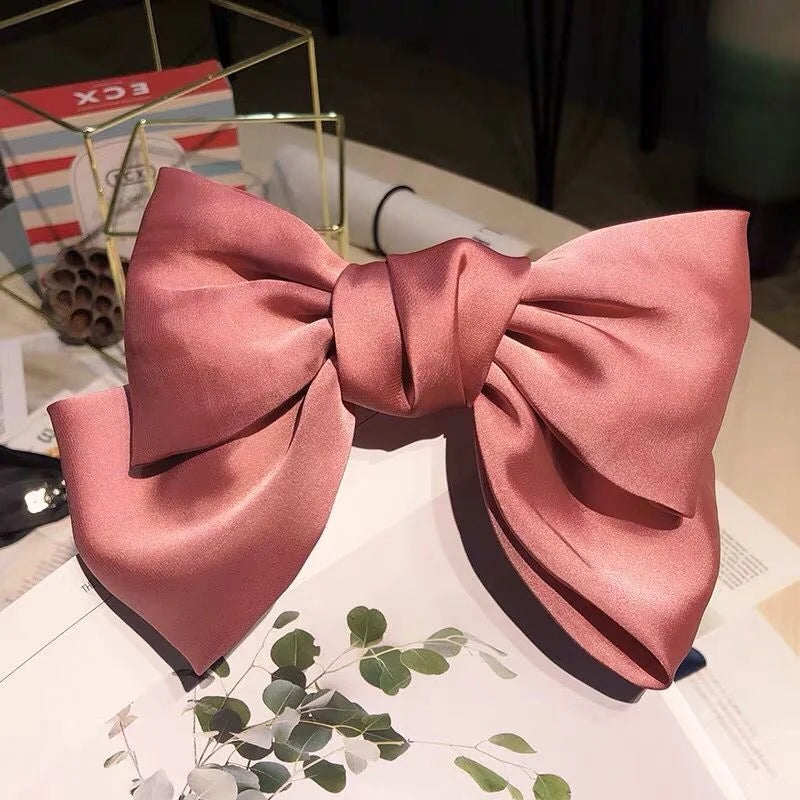 Solid Color Bow Ribbon Hair Clip New Women Large Bowknot Barrettes
