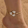 Elegant Enamel Flower OT Buckle Charm Anklets for Women