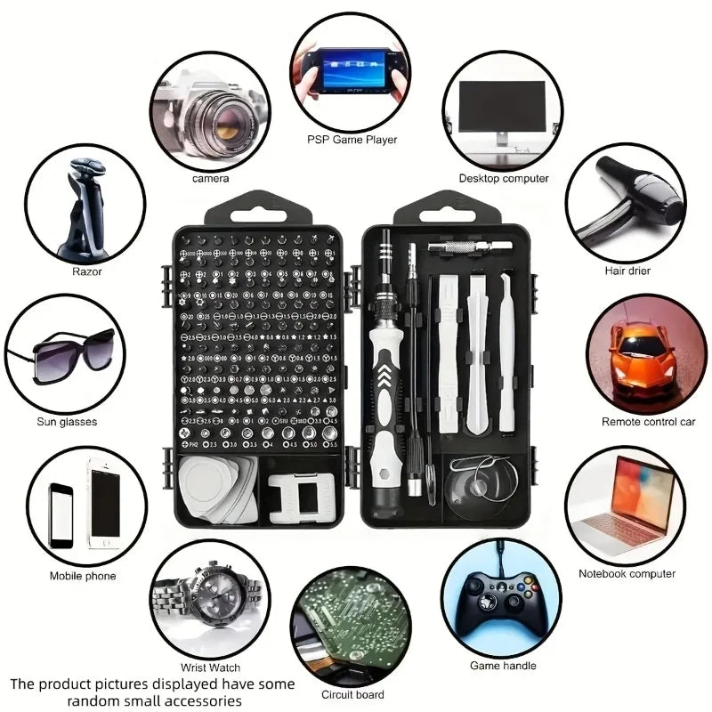 115‑in‑1 Magnetic Screwdriver Set High Hardness Bits Multi‑Repair Tool Kit