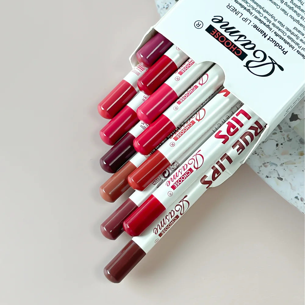 12 pcs Long-Lasting Lipstick Set with Professional Lip Liner Pencil