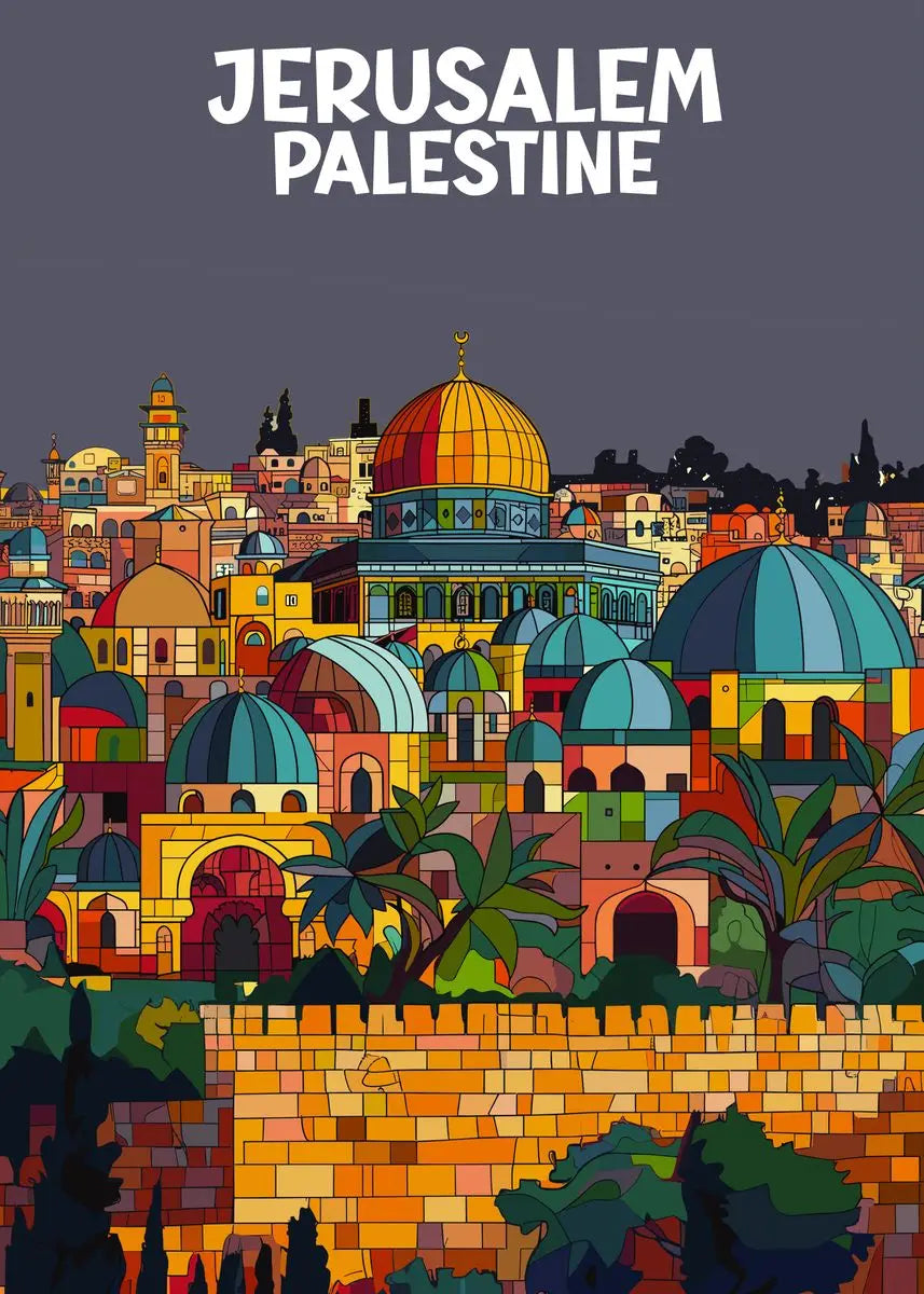Jerusalem Palestine Travel Poster Religious Shrines Watercolor Prints Canvas Painting Wall Art Pictures Home Living Room Decor