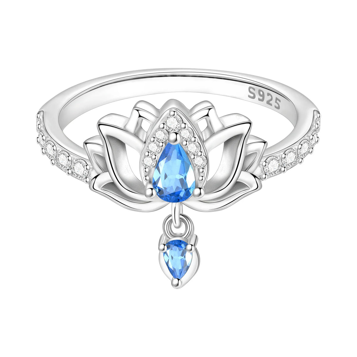 PANPOKI S925 Sterling Silver Flower Butterfly Insect Closed Ring