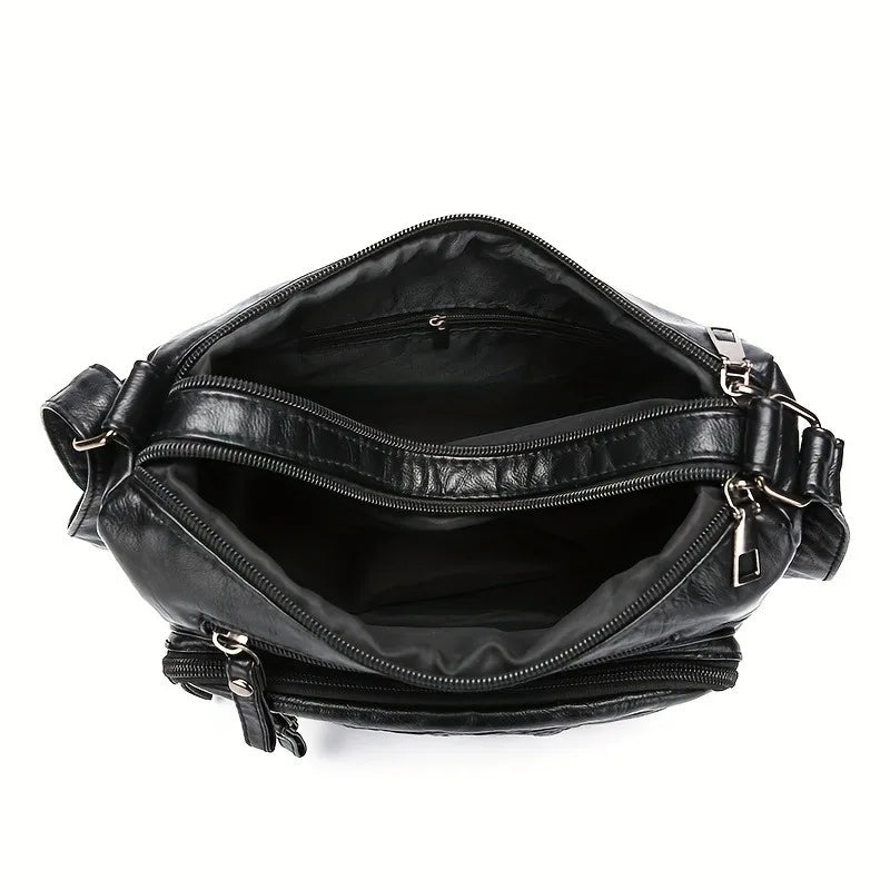 1pcs PU Leather Soft Multi-Pocket Crossbody Bag Large Capacity Minimalist Casual Shoulder Fashionable shoulder bag