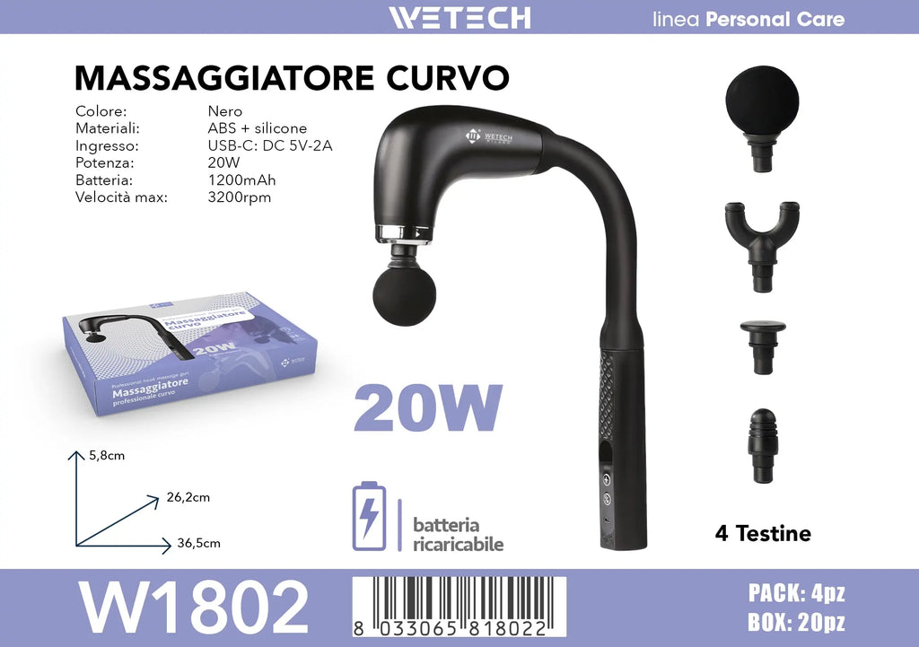 Percussion Deep Tissue Massage Gun 20W 28W Rechargeable Muscle Massager 4 Heads 3200-3600RPM For Gym Neck Back