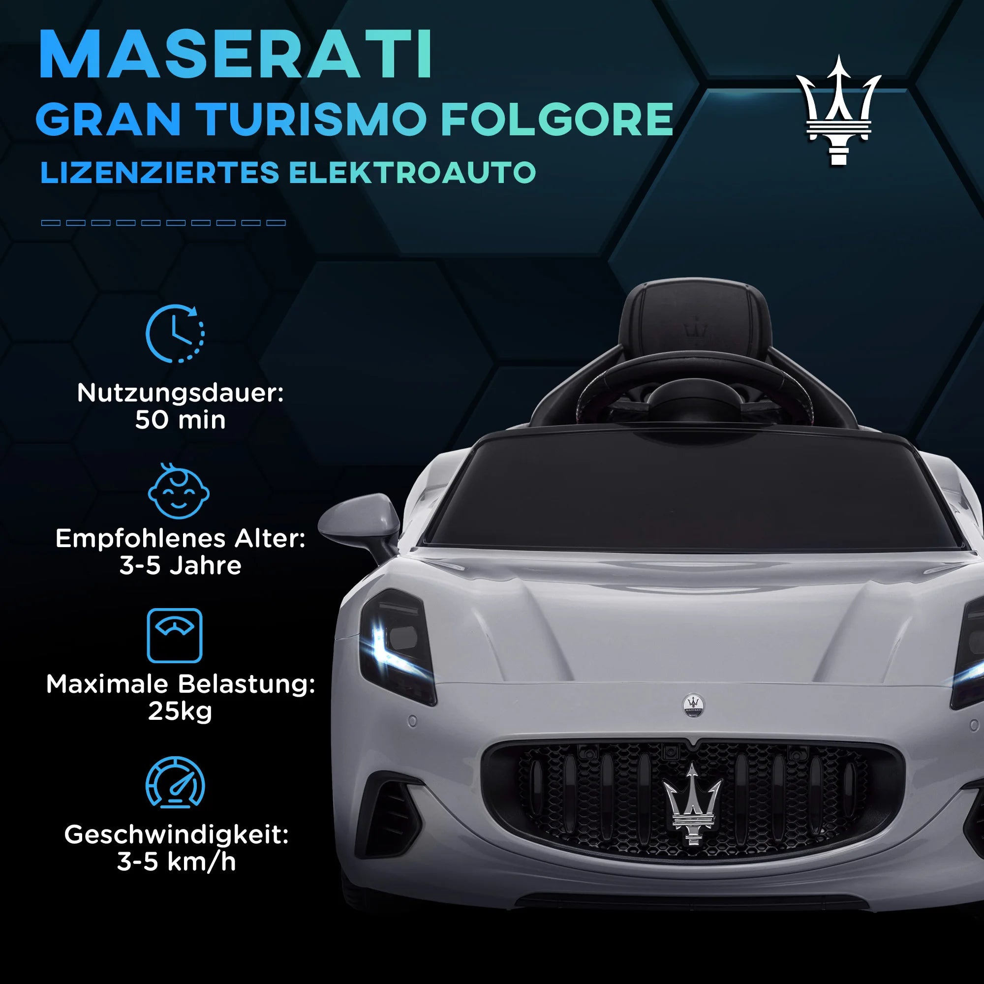 AIYAPLAY Kids Electric Car 12V Kids Car 2.4 GHz remote control 2 Motor Grey