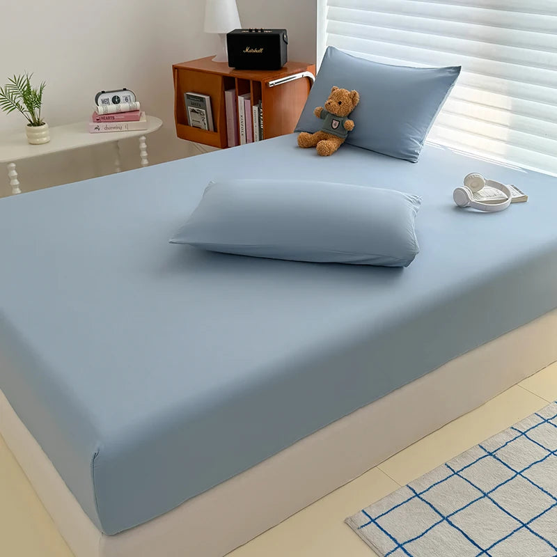 Washed Fitted Sheet with Elastic Bands Non Slip Adjustable Mattress Cover