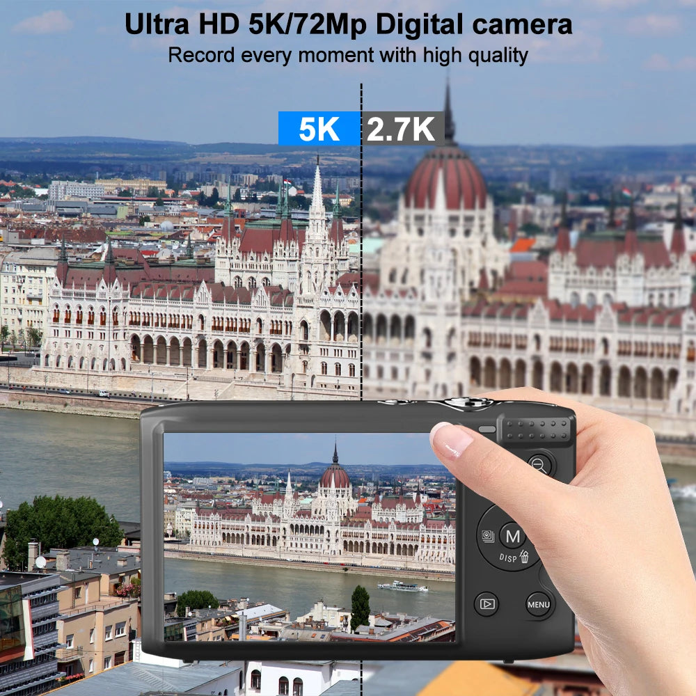 Ourlife Digital Camera 5K 72MP 2.8inch Screen 16X Zoom Vlogging Camera