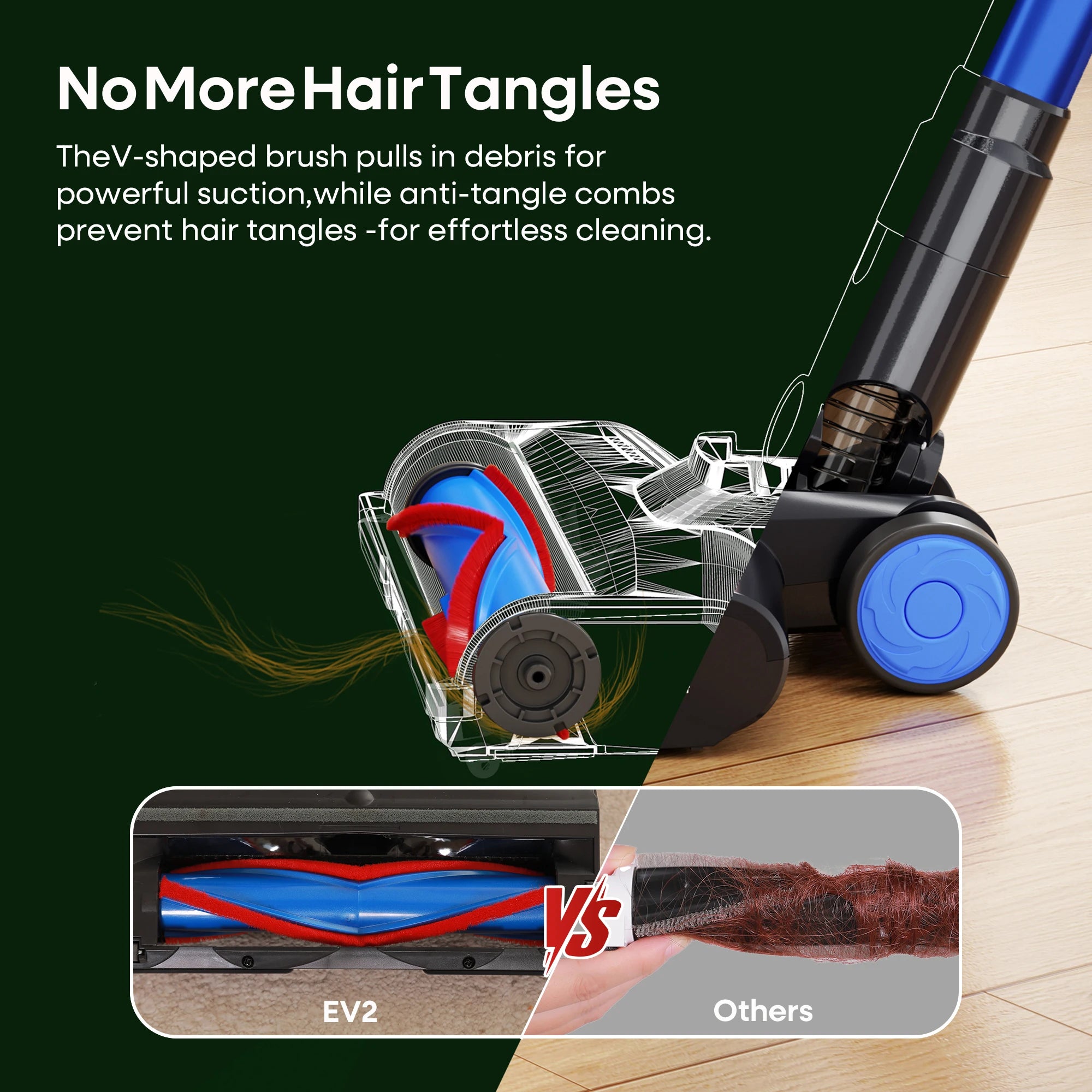 Erabros EV2 450W 55kpa Cordless Vacuum Cleaner High Suction Power Handheld smart Home Cleaner Capacity LED Display Floor Carpet
