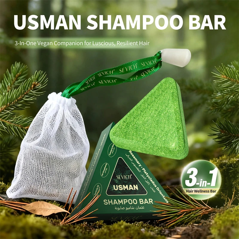 120g Usman Grass Handmade Shampoo Soap Natural Hair Loss Treat Strengthens Roots Hair Growth Bar Herbal Shampoo Soap Hair Care