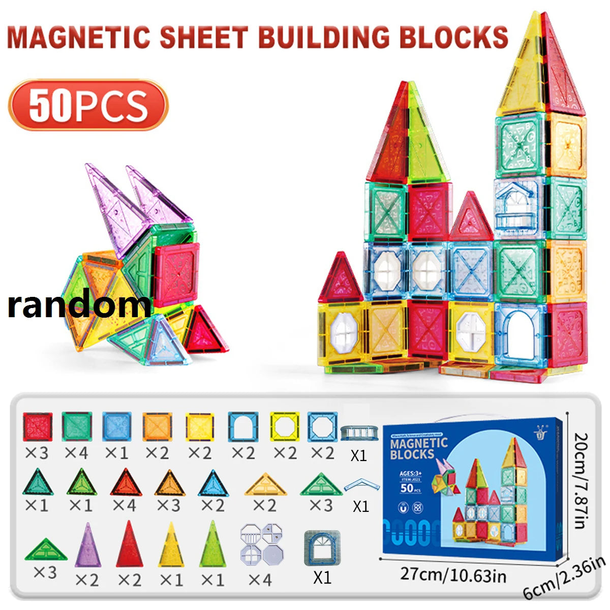 Magnetic Building Blocks Tiles Children's DIY Creative Toys for Kids Ages 3+ Year Old Boys Girls STEM Educational Sensory Gifts