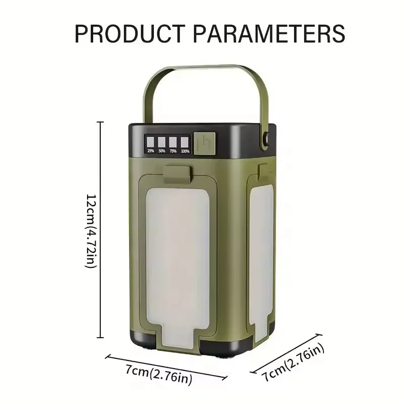 Outdoor Solar Light Type-C Rechargeable Flashlight Portable Power Bank Lamp LED Hanging Tent Light for Camping Hiking Fishing