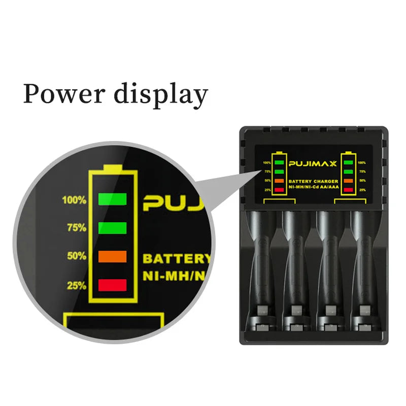 4 Slot Battery Charger Rechargeable Batter Charger With LED Display