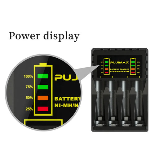 4 Slot Battery Charger Rechargeable Batter Charger With LED Display